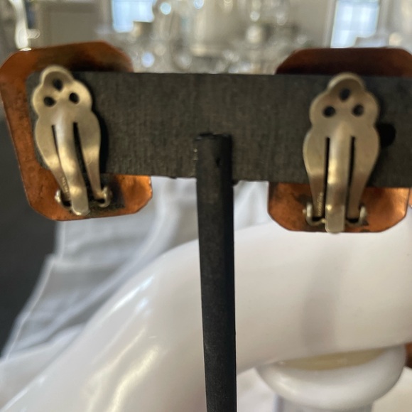 Signed Whiting and Davis vintage copper snake clamper with clip earrings - Picture 11 of 11